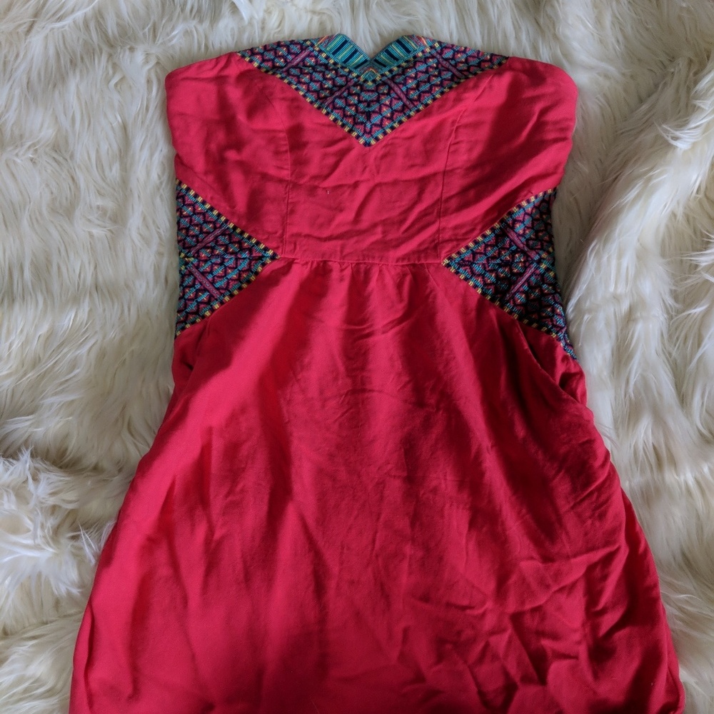 Strapless aztec print sun dress